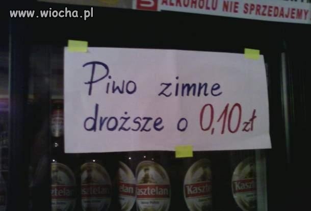 Zimne piwo droższe 