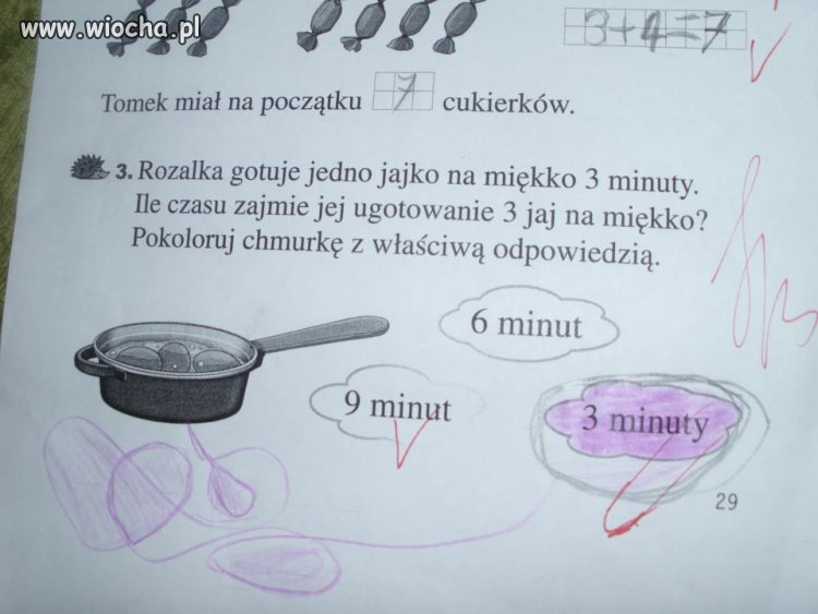 1 jajko gotujemy 3 min, a 3 jajka...?