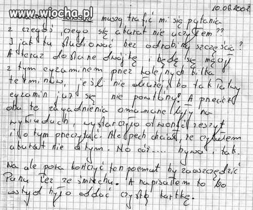 Bo nie chciał oddać czystej kartki 