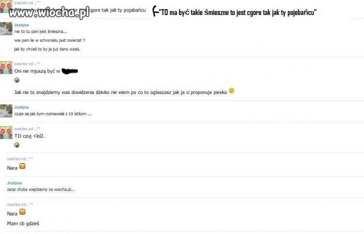 Rozmowa w sprawie adopcji psa z niby 22-latkom 