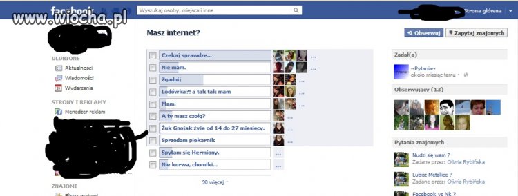 Facebookowe pytania