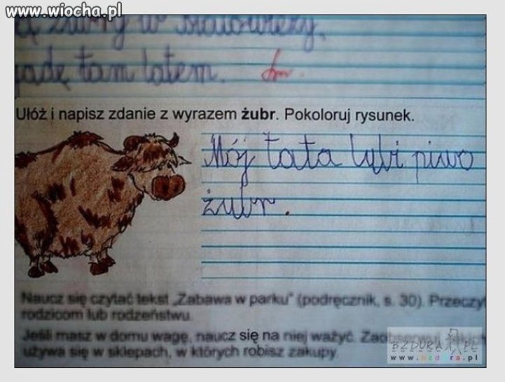 Ułóż i napisz zdanie z wyrazem żubr 