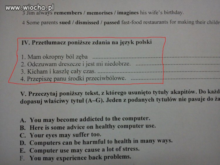Sprawdzian z angielskiego... 
