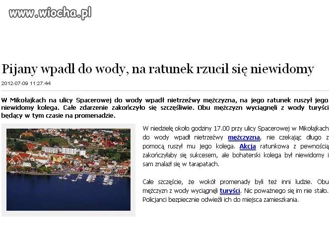 Pijany przewodnik niewidomego wpadł do wody 