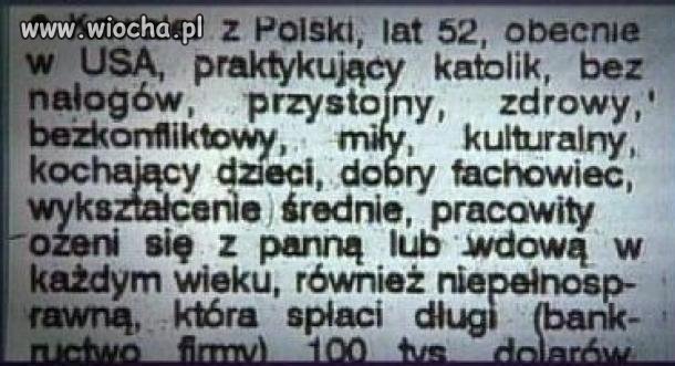 Ogłoszenie matrymonialne...