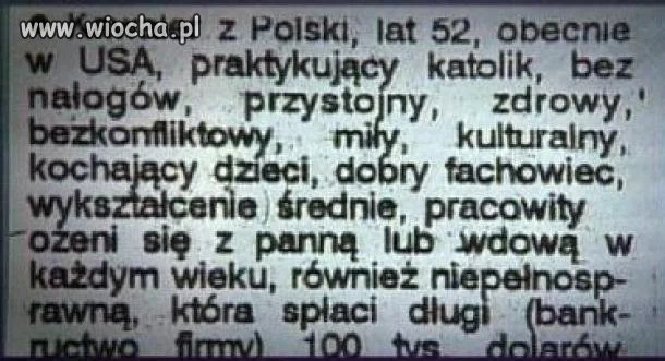 Ogłoszenie matrymonialne...