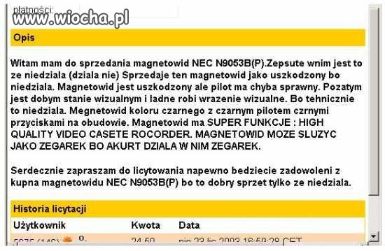 Do sprzedania Magnetowid!