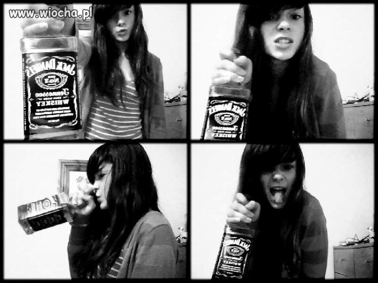 12-latka i pusta butelka Jacka Daniels'a 