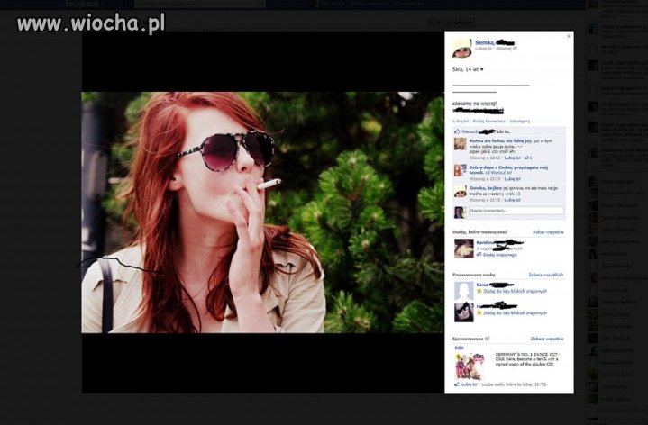 Chwalenie się paleniem na facebooku