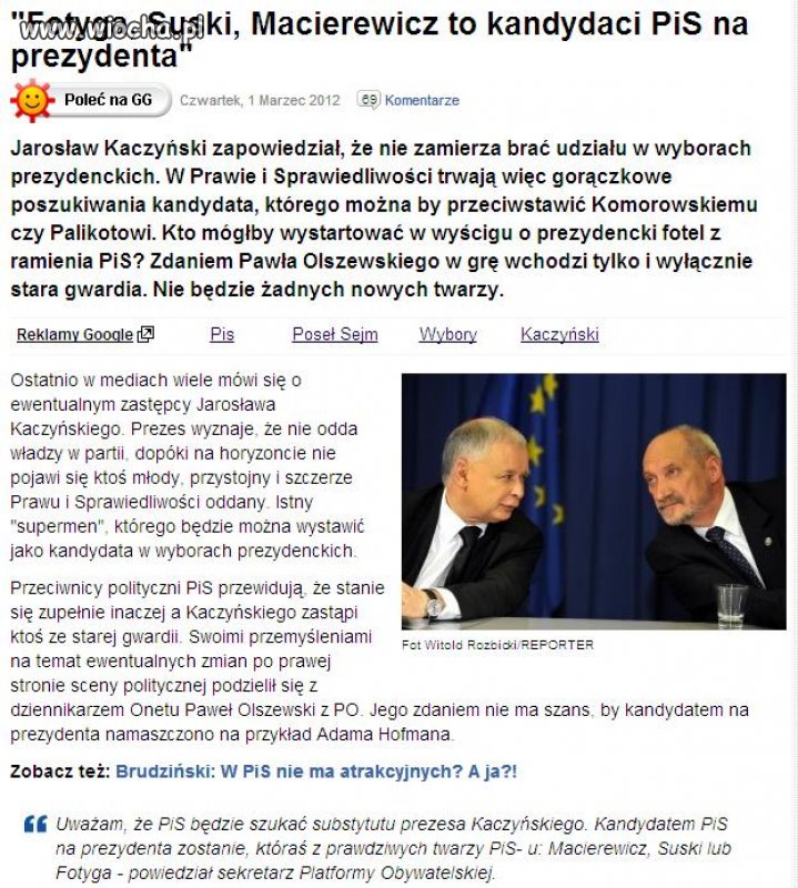 Macierewicz kandydatem na prezydenta 