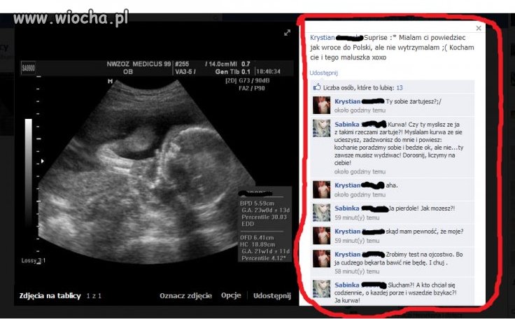 Wiocha na FB   czyje dziecko ?