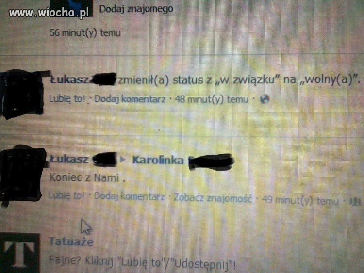 Zrywanie przez facebook-a