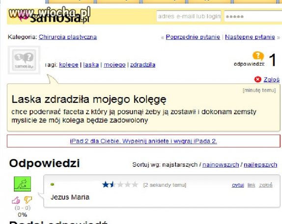Laska zdradziła mojego kolęgę 