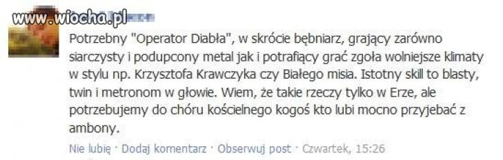 Może szatano się załapie.