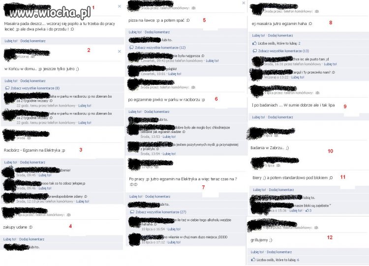 Opisywanie każdego momentu swojego życia na FB