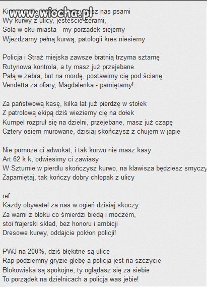 Diss Policji na dresiarzy.