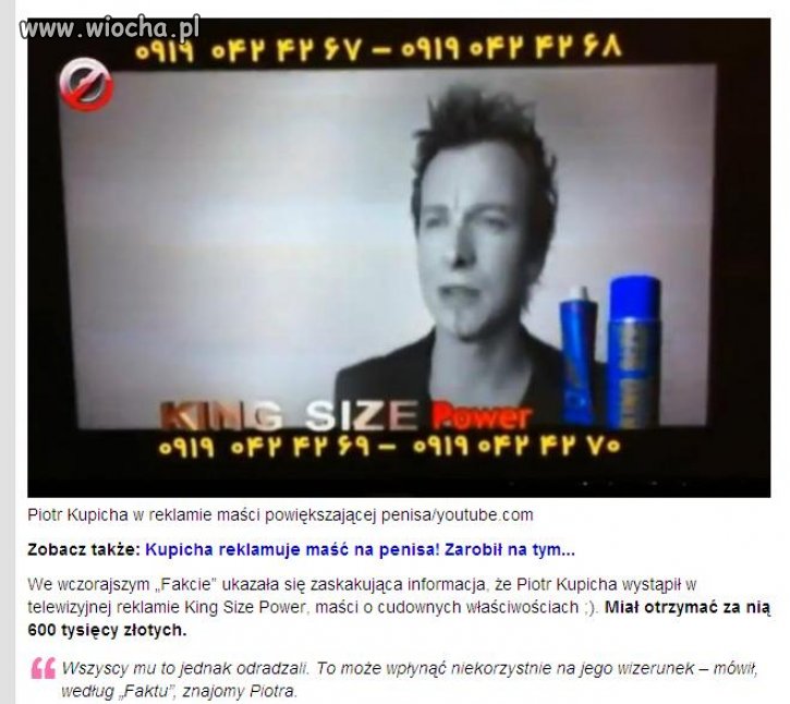 Kupicha reklamuje maść na powiększenie penisa 