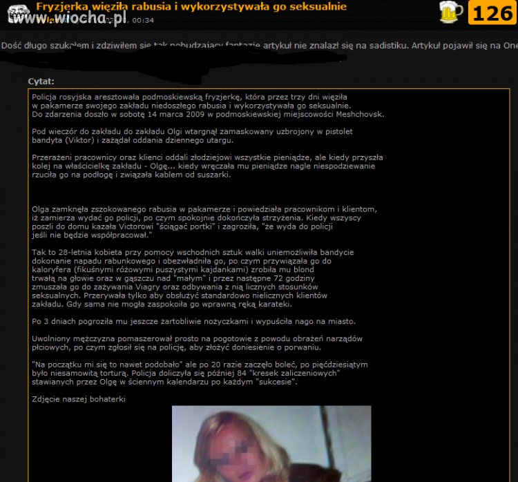 Frzyzjerka zgwałciła rabusia...