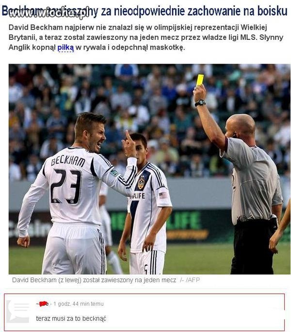 Beckham zawieszony...