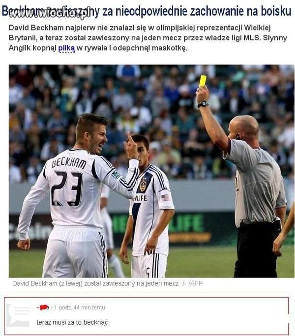 Beckham zawieszony...
