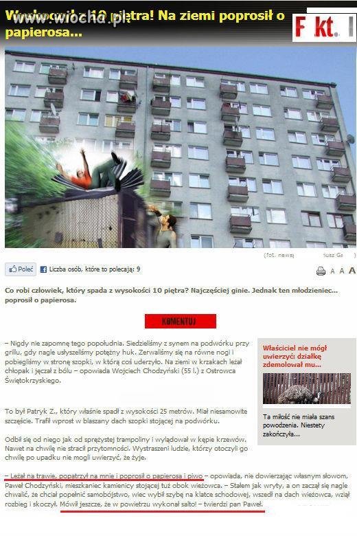 Skoczył z 10 piętra zrobił salto,
