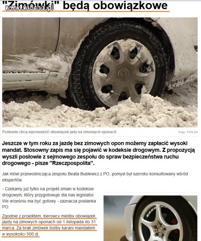 Obowiązkowe opony zimowe