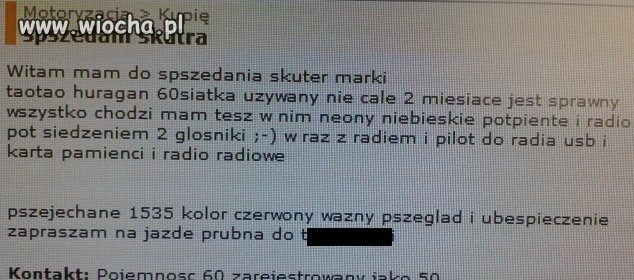 "Spszedam skurta"...