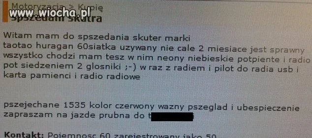 "Spszedam skurta"...