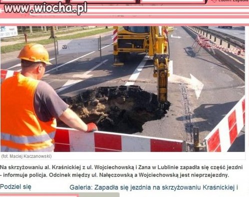 Lublin - zapadła się jezdnia