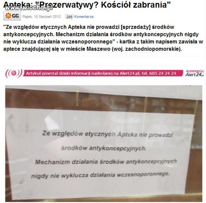 A ja się pytam ... Co ma Apteka do Kościoła ?