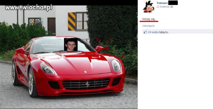 Mistrz photoshopa lansuje się swoim wozem.