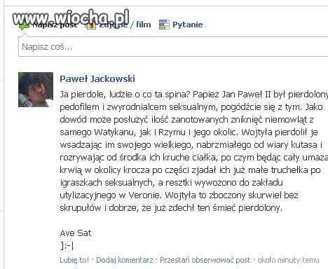 Idiota spamuje na fejsie
