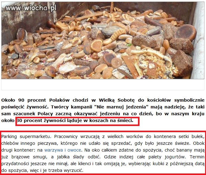 Marnowanie żywnośći, wstyd i hańba