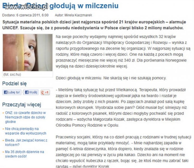 Sytuacja materialna polskich dzieci