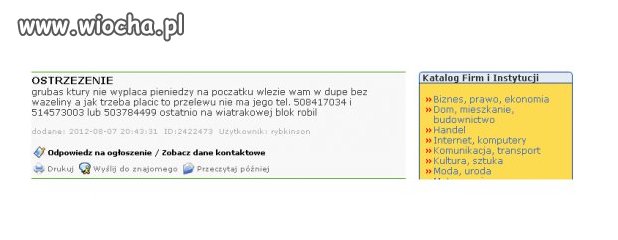 Znaleziono na jednej ze stron o poszukiwaniu pracy