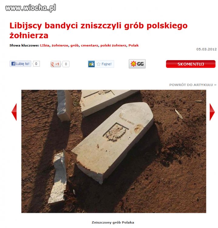 Bandyci zniszczyli grób polskiego żołnierza