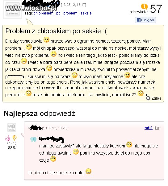 Spuszcza na twarz...