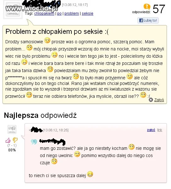 Spuszcza na twarz...