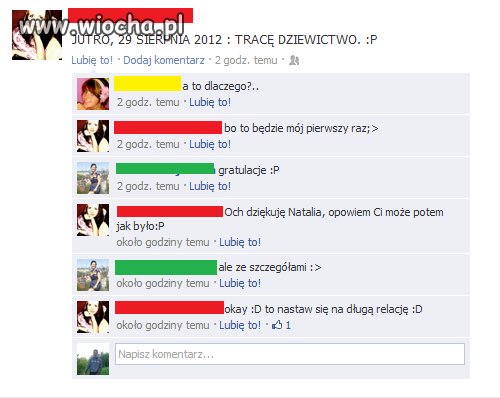 Niech wszyscy wiedzą kiedy stracę dziewictwo