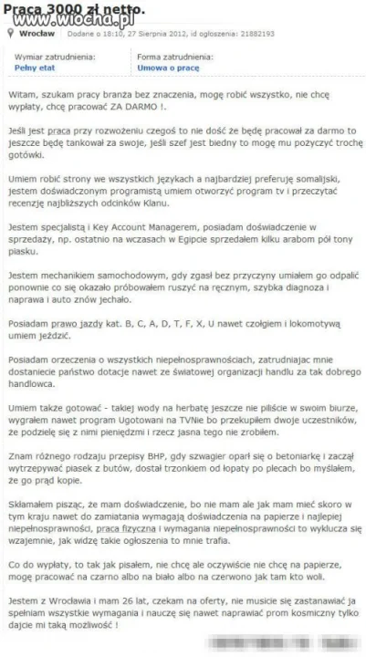 Praca 3000zł netto