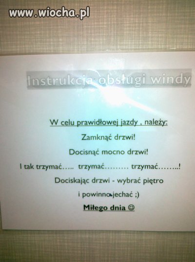 Instrukcja obsługi windy