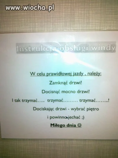 Instrukcja obsługi windy