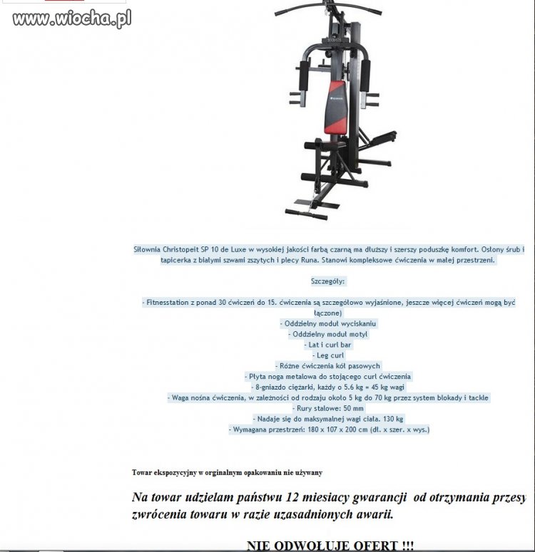 Opis aukcji tłumaczony jakimś translatorem 