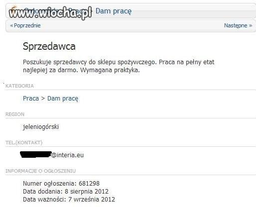 Praca na pełny etat, najlepiej za darmo