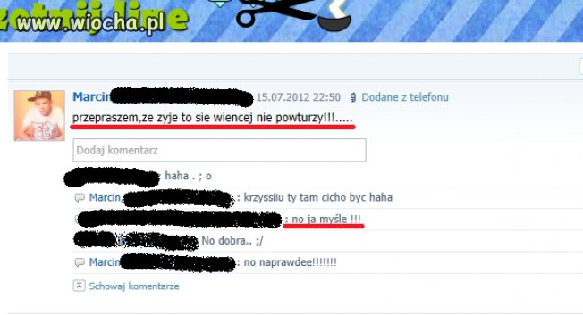 Przepraszam, że żyję, to się więcej nie powtórzy