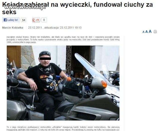 Ksiądz za sex... fundował ciuchy i wycieczki...