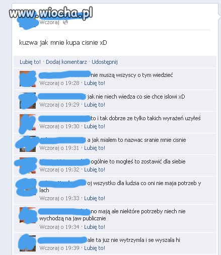 Nie ma to jak pochwalić się potrzebą na facebooku