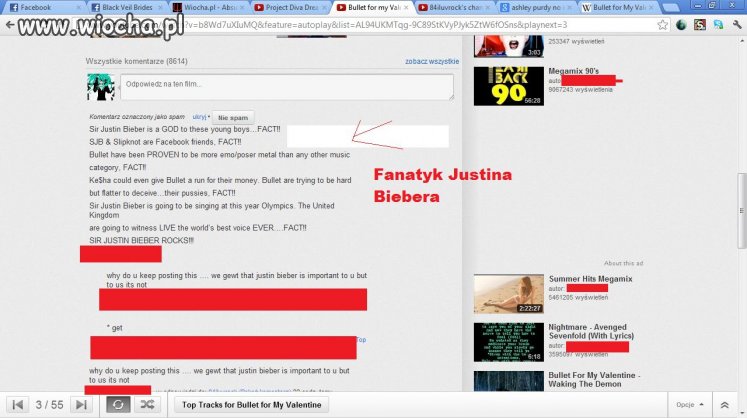 Komentarze pod filmikami BFMV
