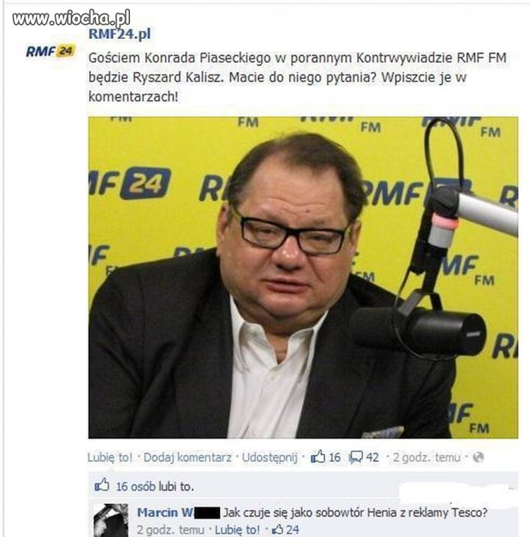 Facebook Rmf24...Macie pytania do Kalisza?...