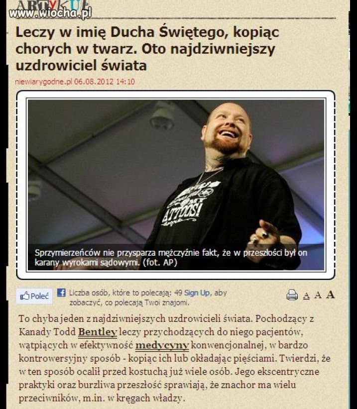 Kopię chorych po twarzy w imię Ducha Świętego 